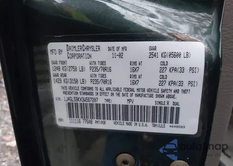 2003 Jeep Liberty Limited Edition из США, поврежденный, VIN 1J4GL58KX3W567207